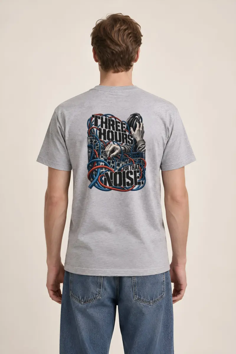 “Three Hours for That Noise” Heavyweight Unisex Crewneck T-shirt