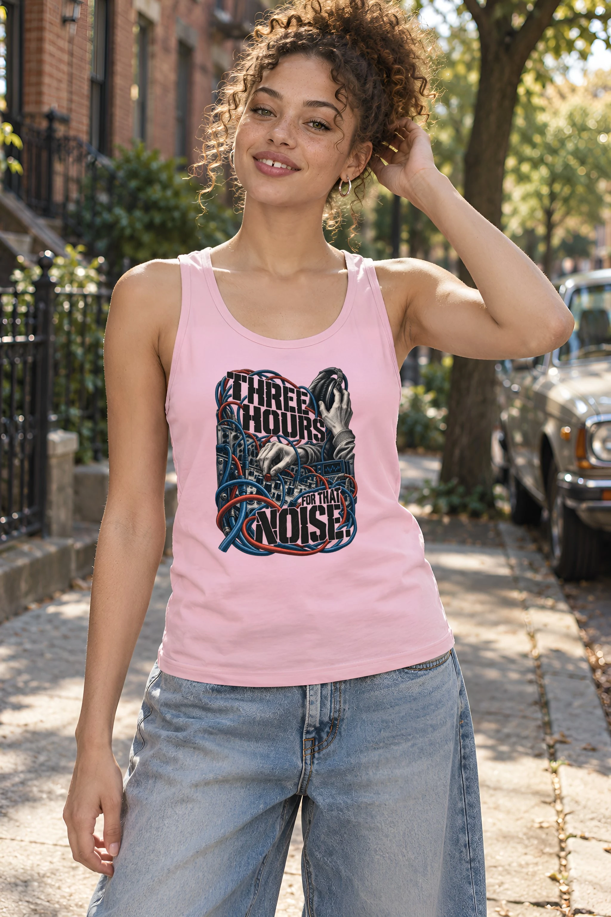 "Three Hours for That Noise" Unisex Jersey Tank