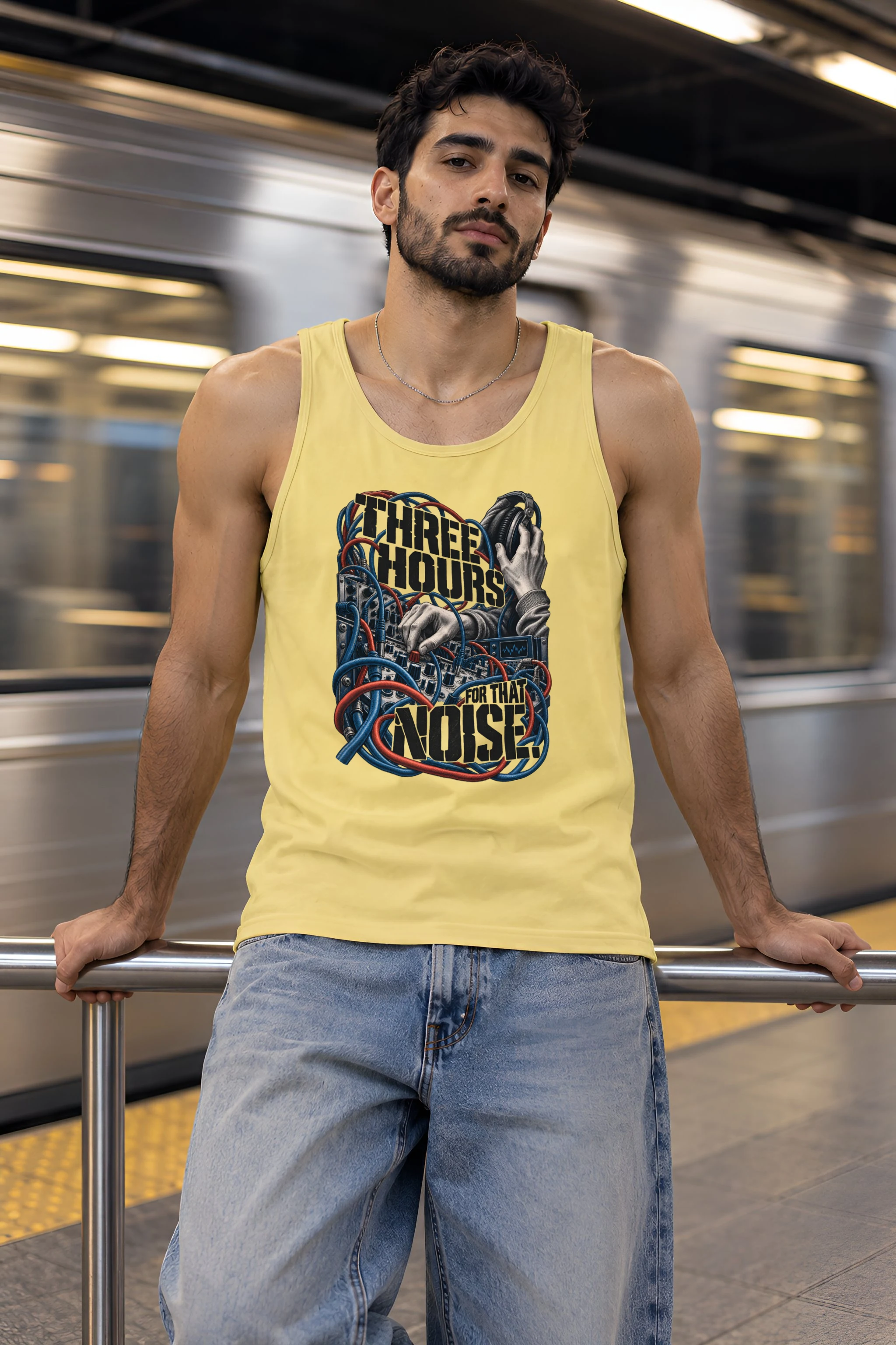 "Three Hours for That Noise" Unisex Jersey Tank