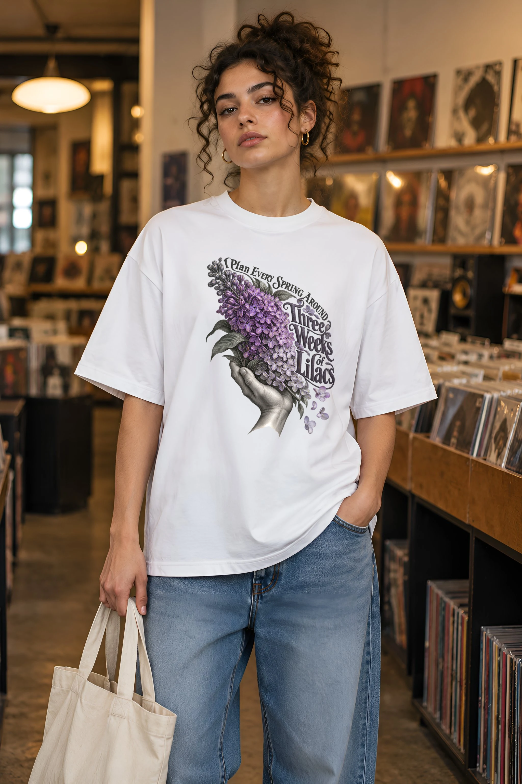 "Three Weeks of Lilacs" Unisex Oversized Heavyweight Crewneck T-Shirt
