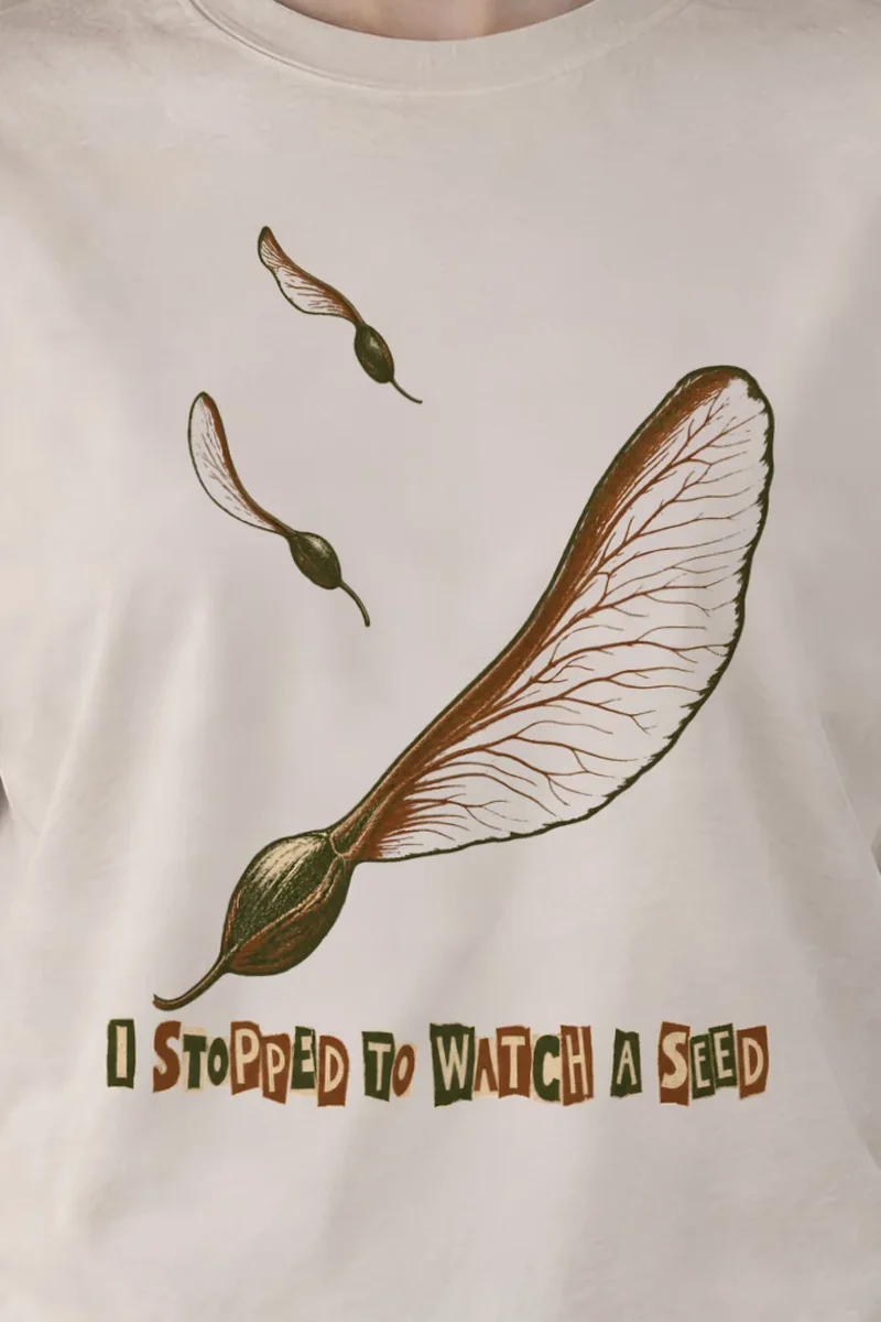 "Three Winged Seeds" Heavyweight Unisex Crewneck T-shirt - the graphic up close