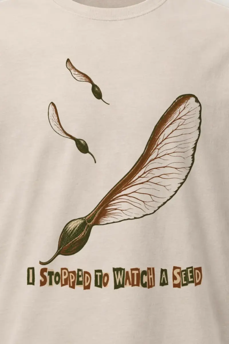 "Three Winged Seeds" Heavyweight Unisex Crewneck T-shirt - the graphic up close