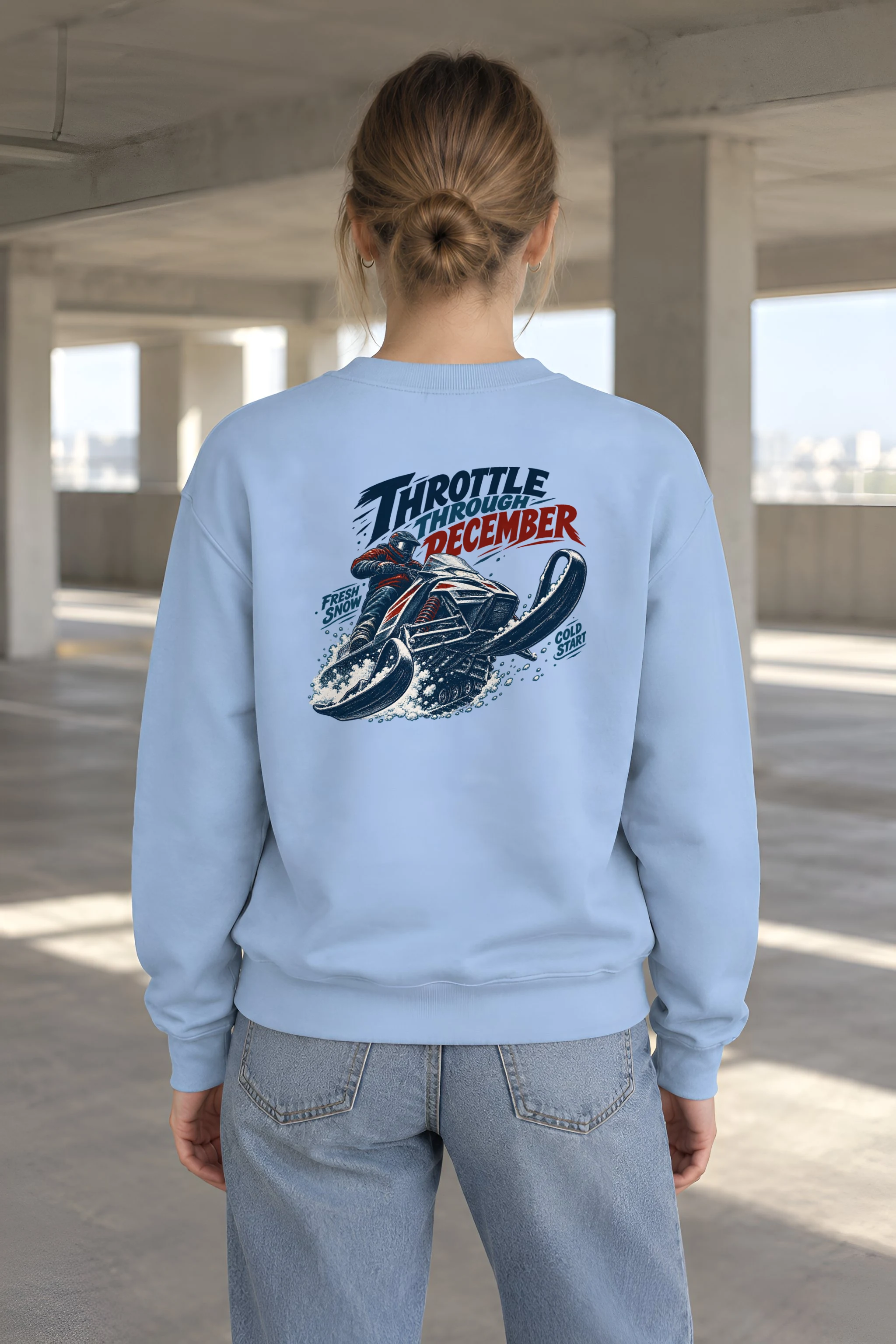 "Throttle Through December" Heavy Blend Unisex Crewneck Sweatshirt