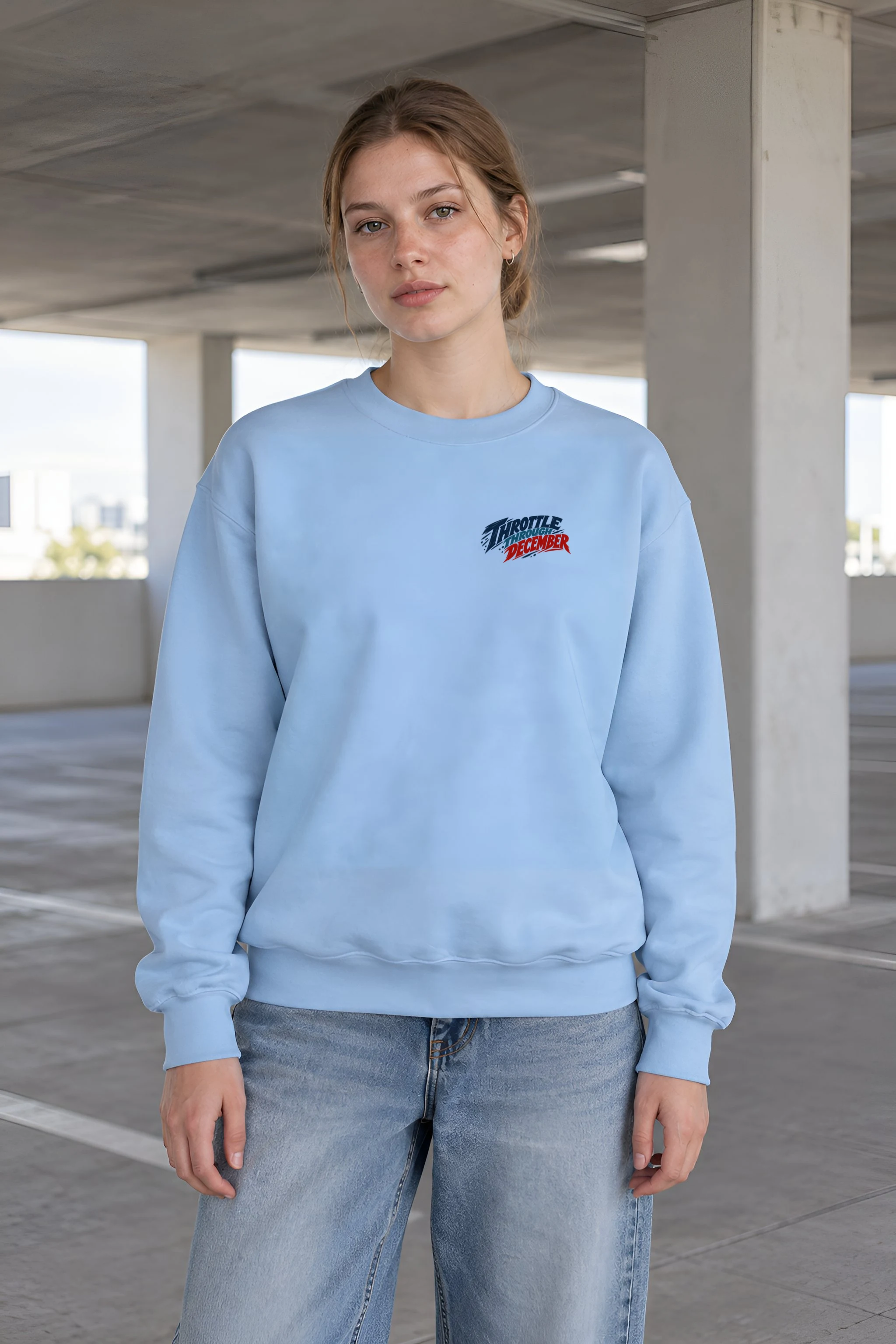 "Throttle Through December" Heavy Blend Unisex Crewneck Sweatshirt