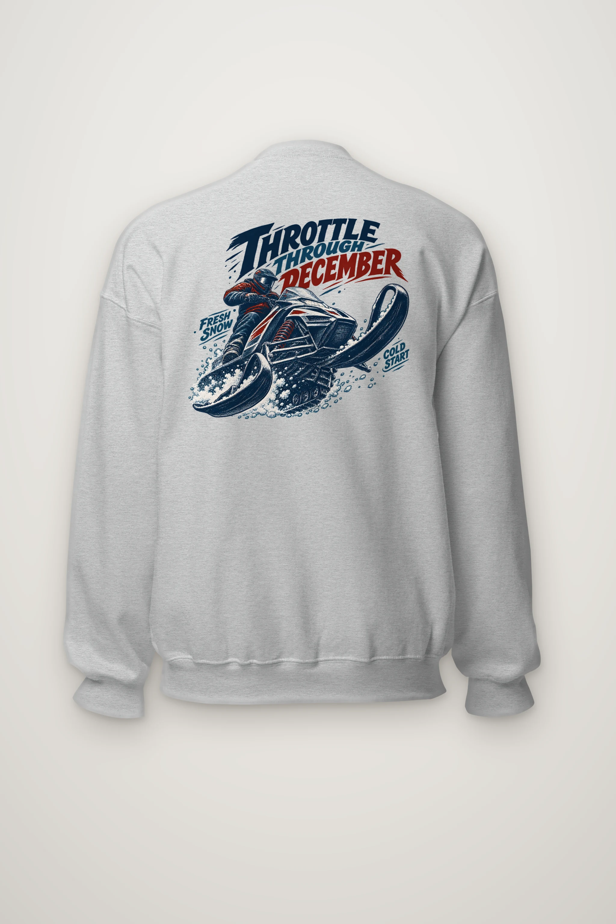 "Throttle Through December" Heavy Blend Unisex Crewneck Sweatshirt