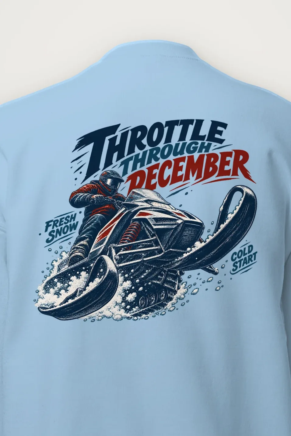 "Throttle Through December" Heavy Blend Unisex Crewneck Sweatshirt - the graphic up close