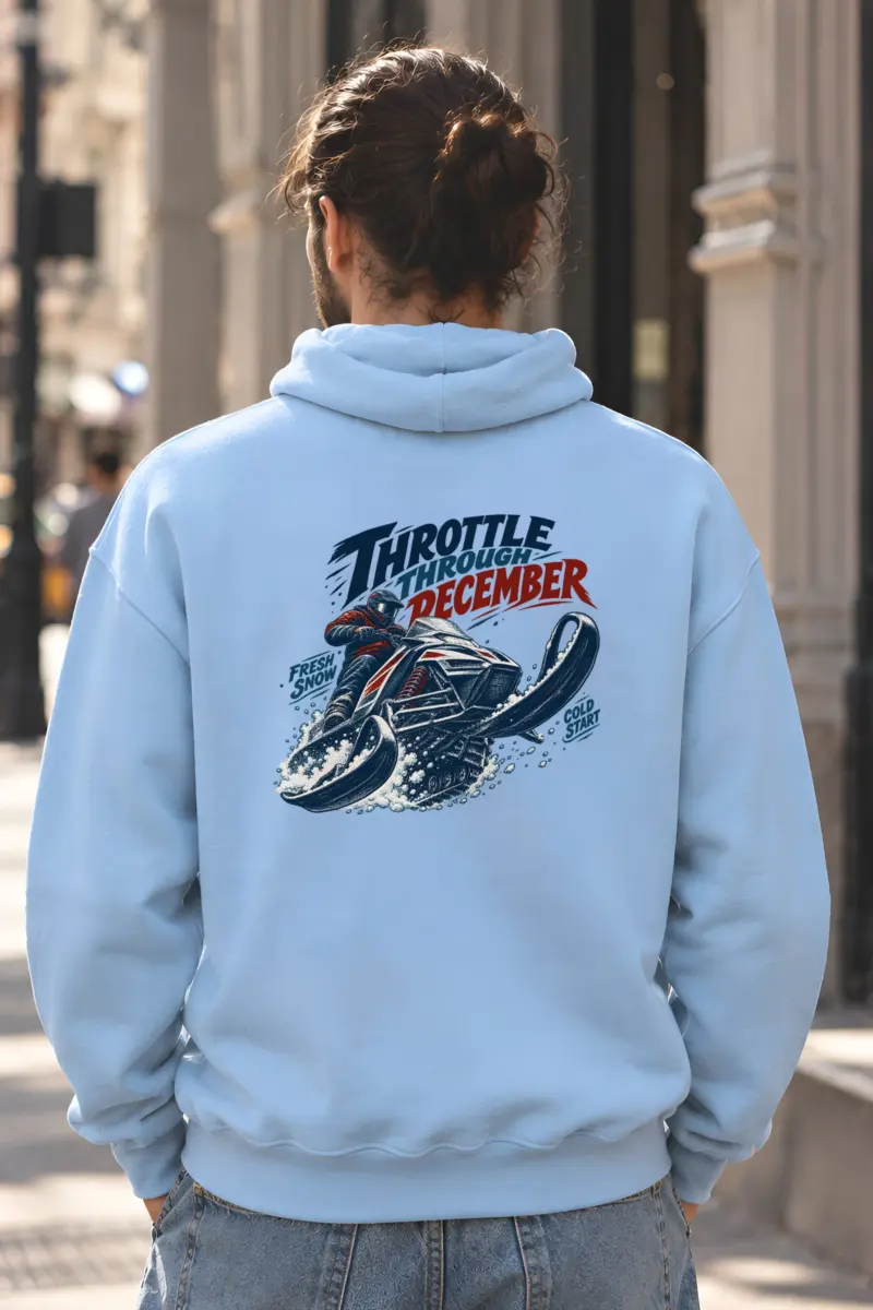 "Throttle Through December" Heavy Blend Unisex Pullover Hoodie