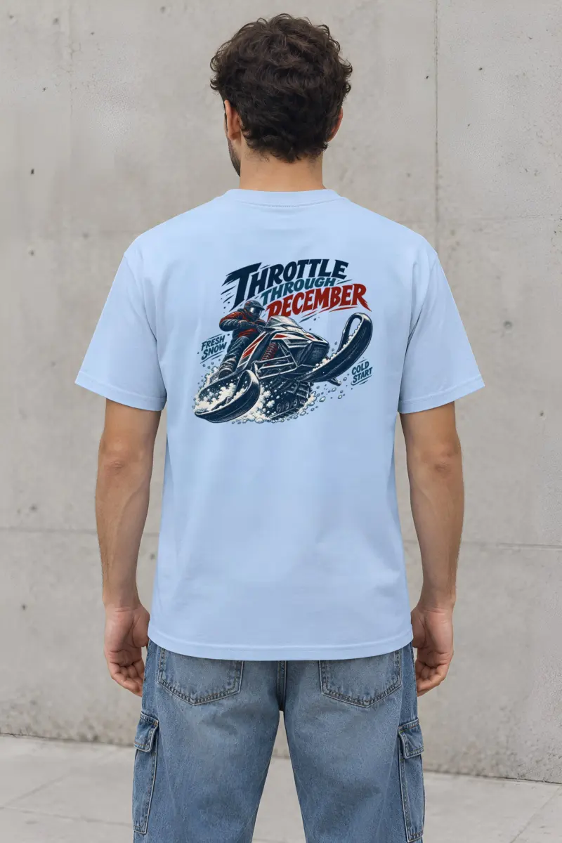 "Throttle Through December" Heavyweight Unisex Crewneck T-shirt