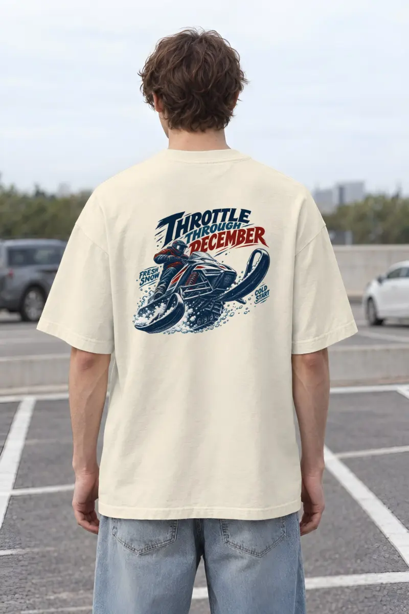 "Throttle Through December" Unisex Oversized Heavyweight Crewneck T-Shirt