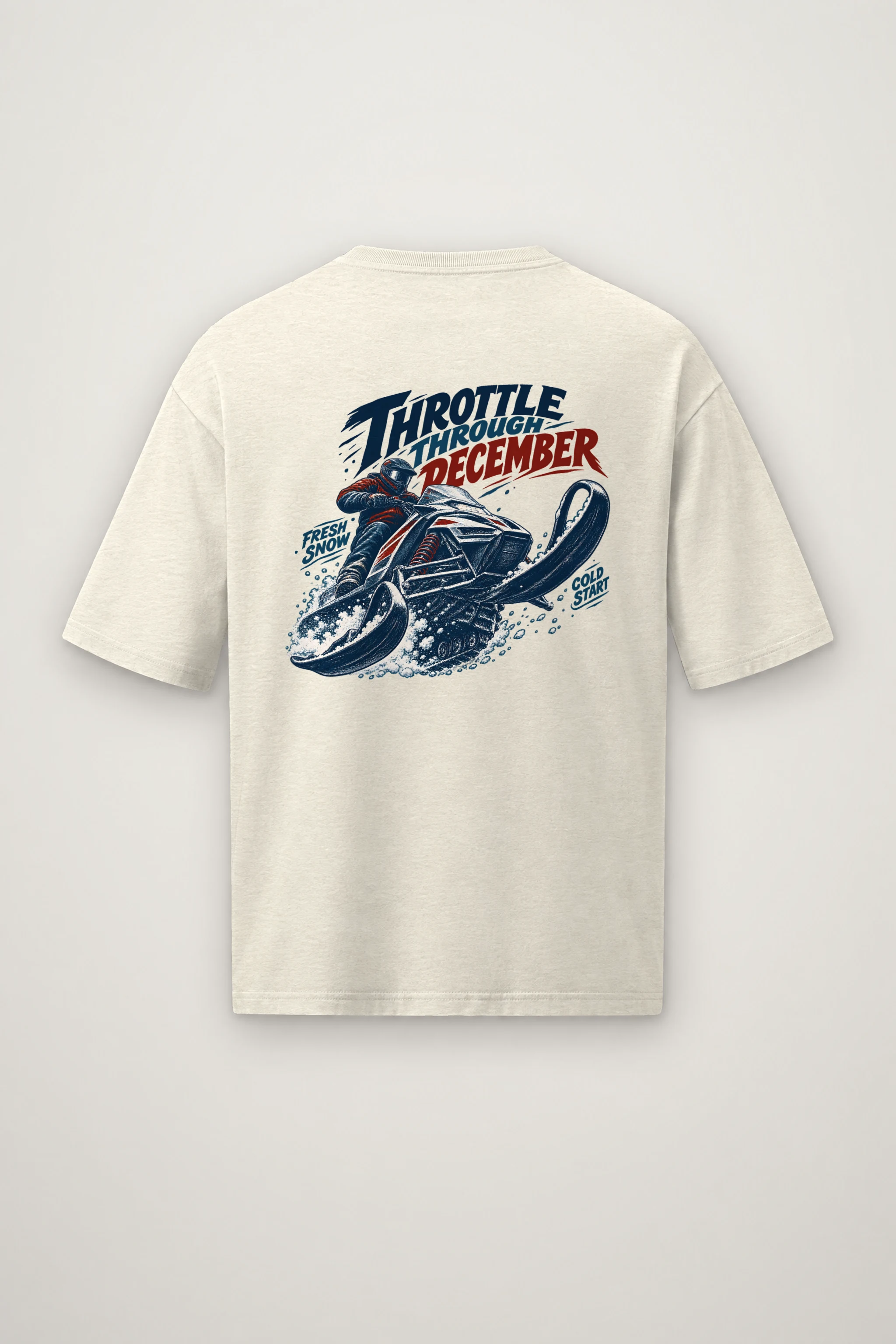 "Throttle Through December" Men's Oversized Heavyweight Crewneck T-Shirt