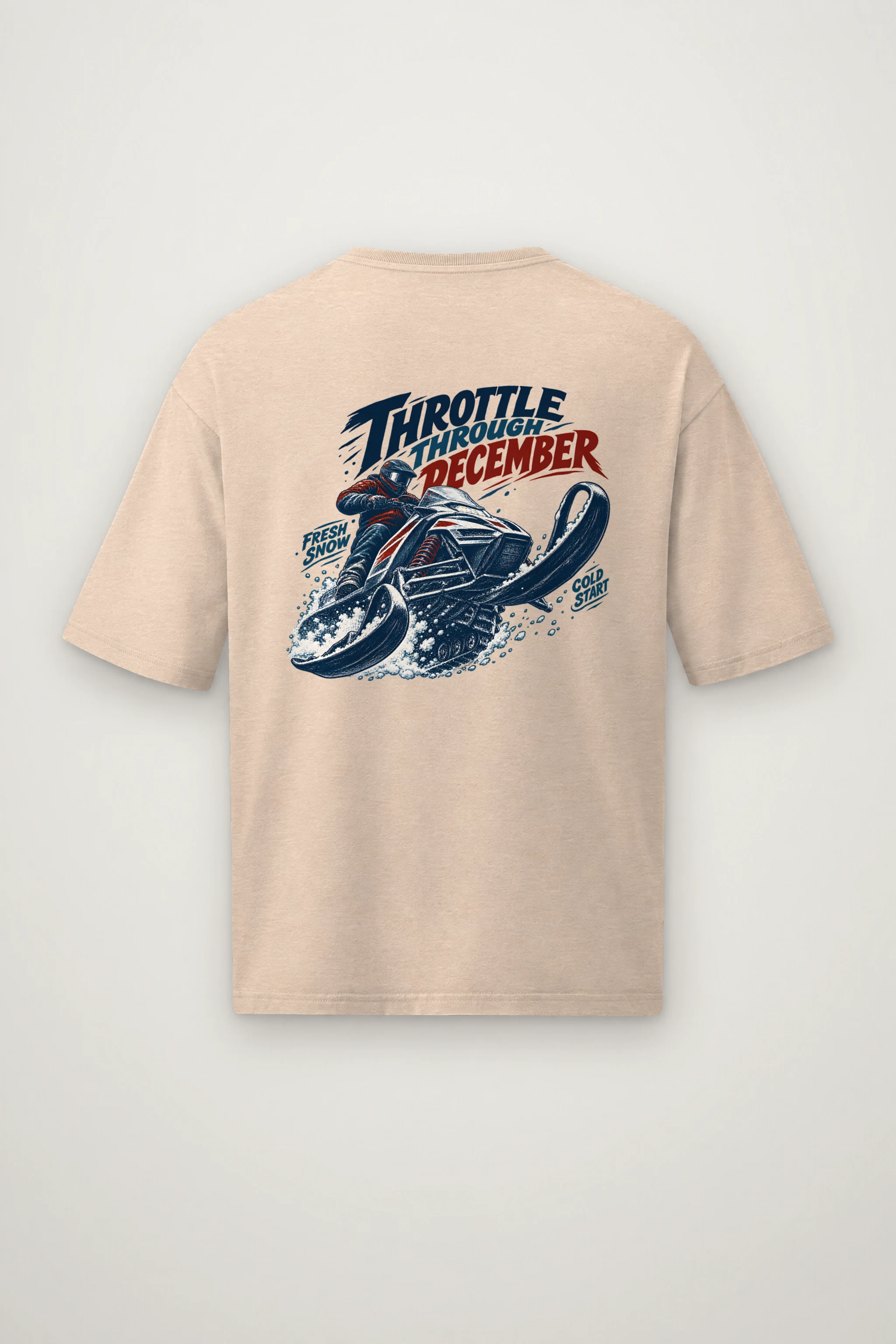 "Throttle Through December" Men's Oversized Heavyweight Crewneck T-Shirt