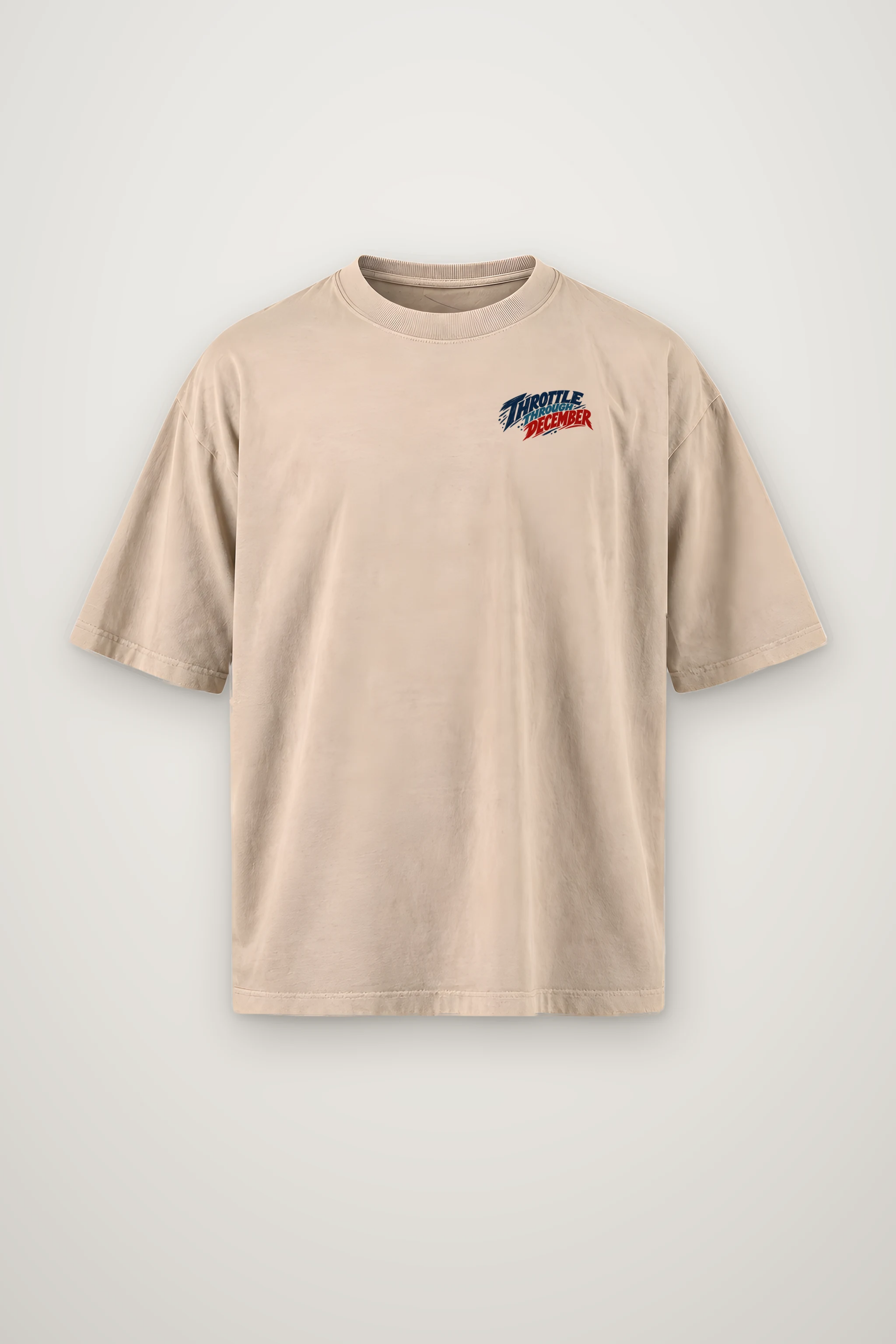 "Throttle Through December" Men's Oversized Heavyweight Crewneck T-Shirt