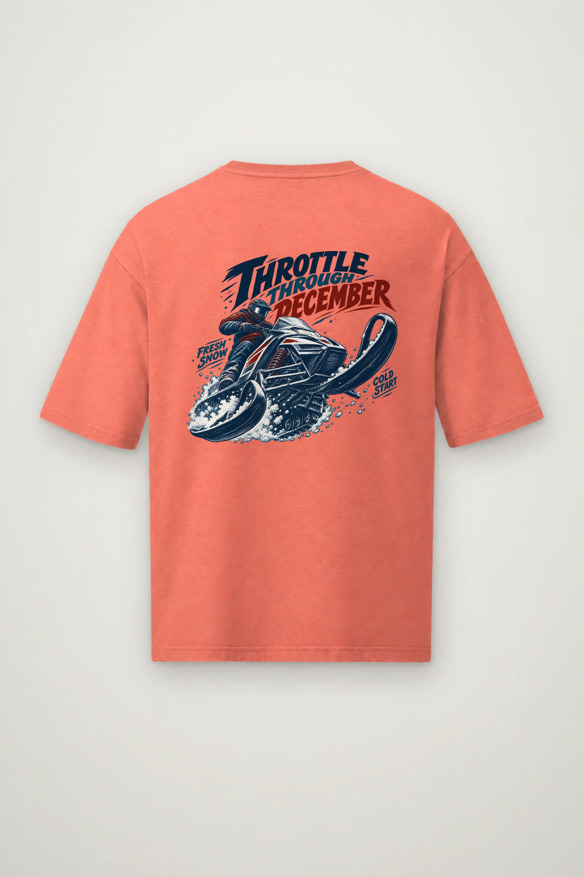 "Throttle Through December" Men's Oversized Heavyweight Crewneck T-Shirt