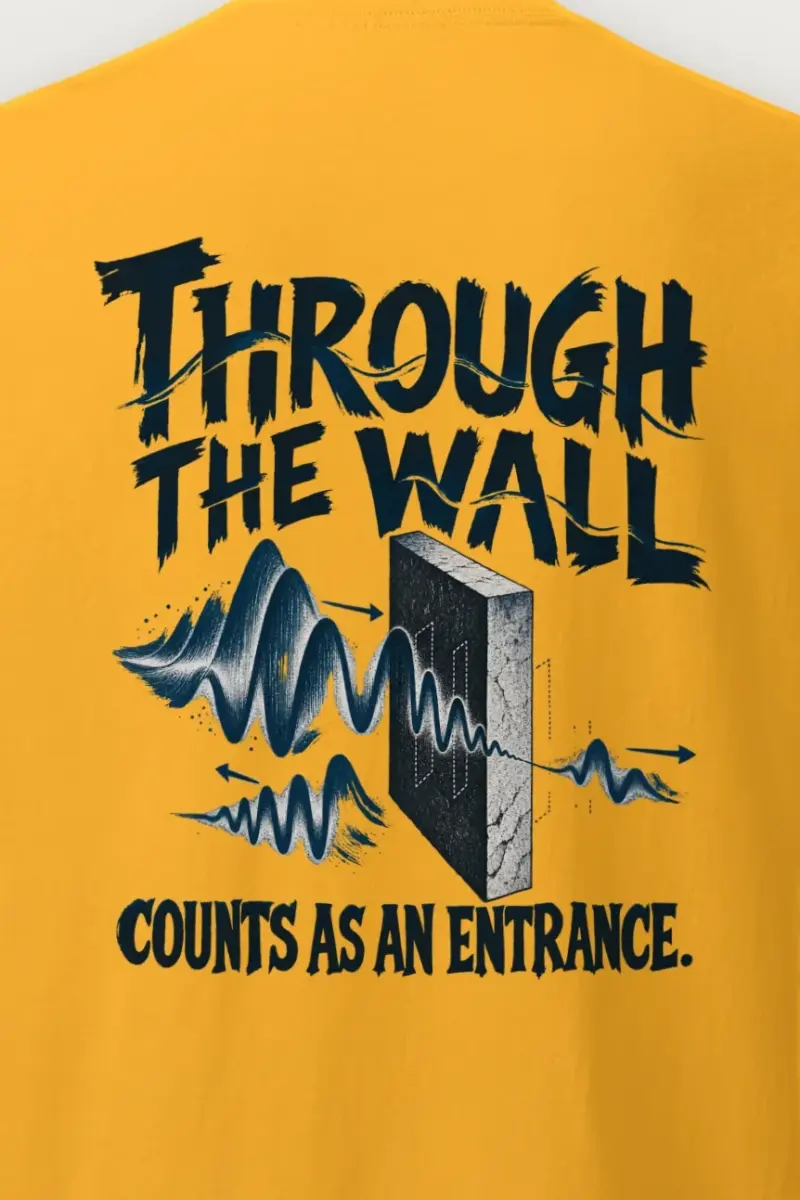 "Through The Wall Counts As An Entrance" Heavyweight Unisex Crewneck T-shirt - the graphic up close