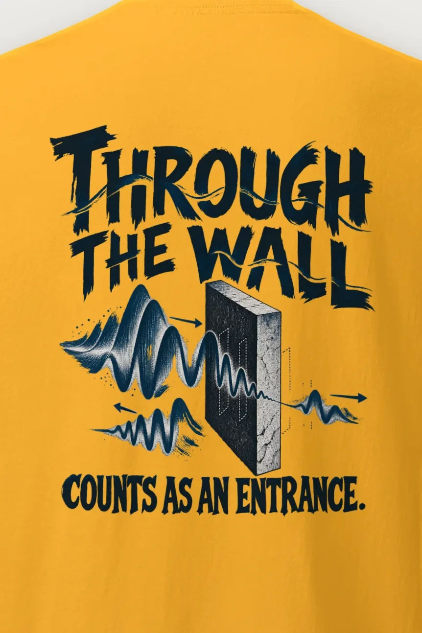 "Through The Wall Counts As An Entrance" Heavyweight Unisex Crewneck T-shirt - the graphic up close