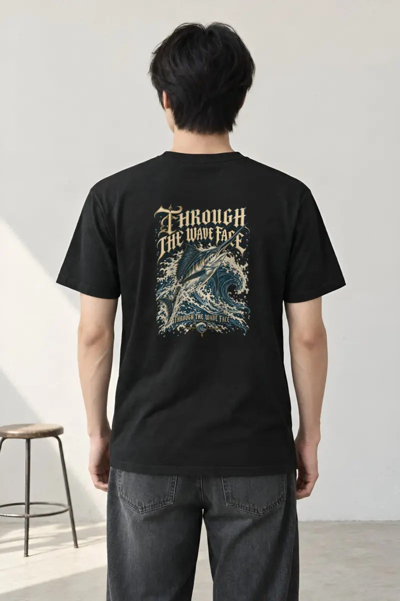 "Through the Wave Face" Heavyweight Unisex Crewneck T-shirt