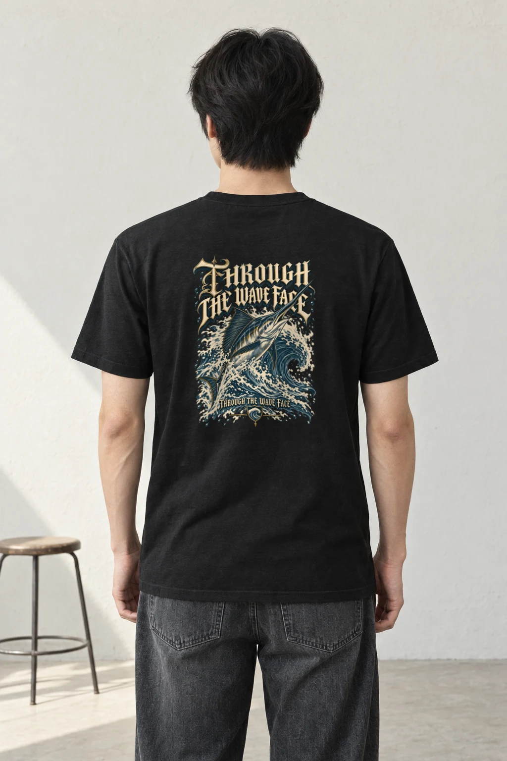 "Through the Wave Face" Heavyweight Unisex Crewneck T-shirt