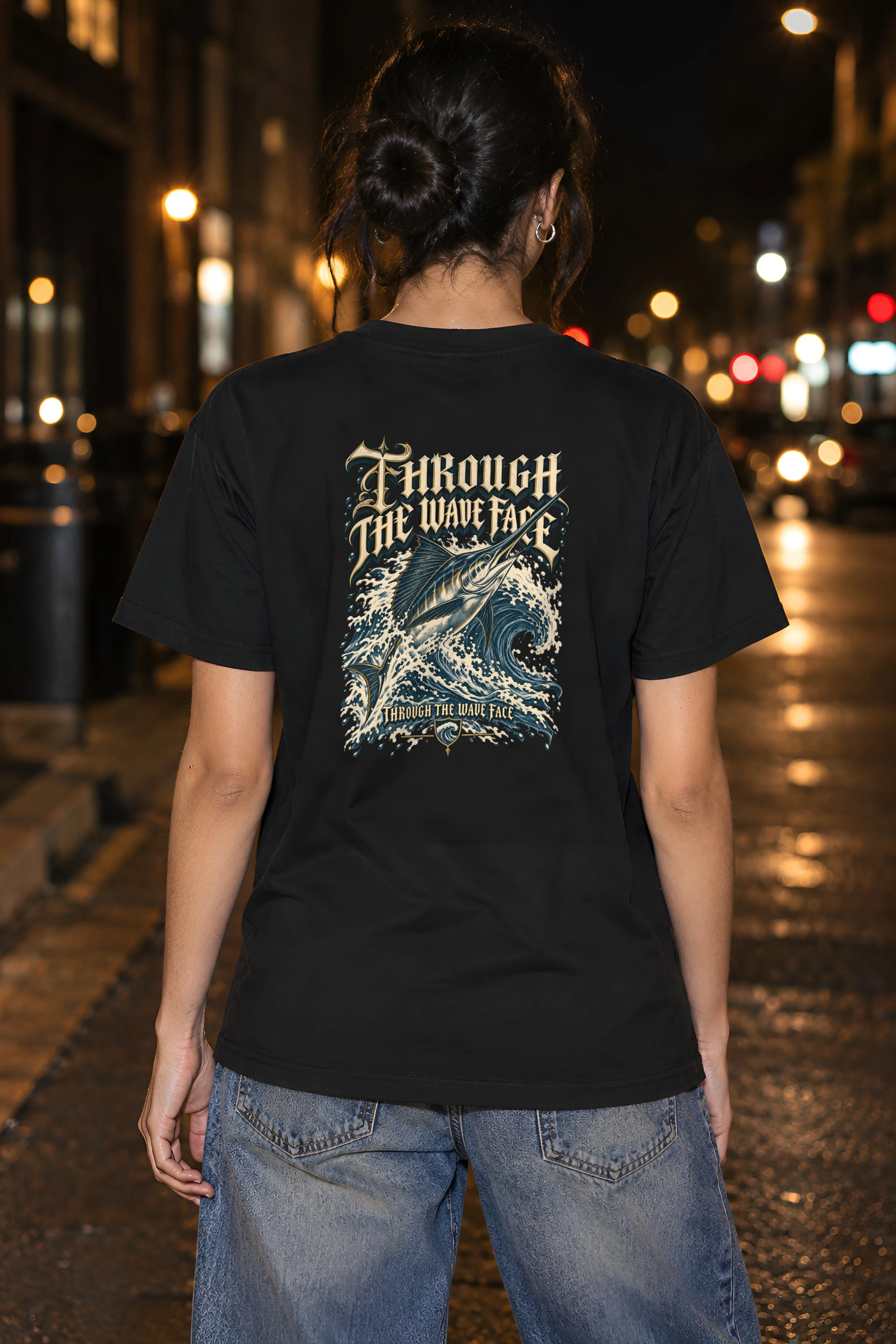 "Through the Wave Face" Heavyweight Unisex Crewneck T-shirt