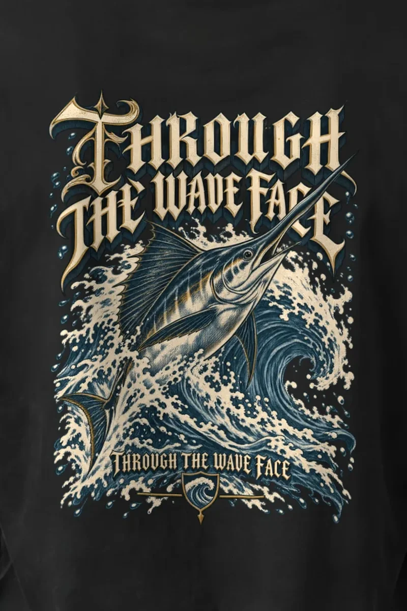 "Through the Wave Face" Unisex Longsleeve T-shirt - the graphic up close