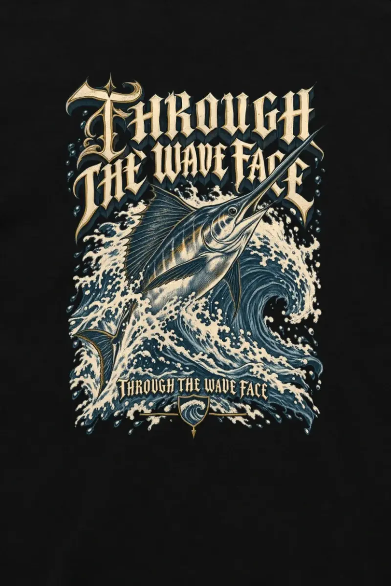 "Through the Wave Face" Unisex Longsleeve T-shirt - the graphic up close
