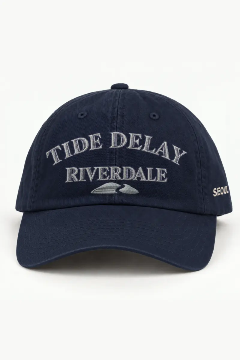 "Tide Delay Riverdale" Classic Dad Hat · Embroidered — navy/cap-front