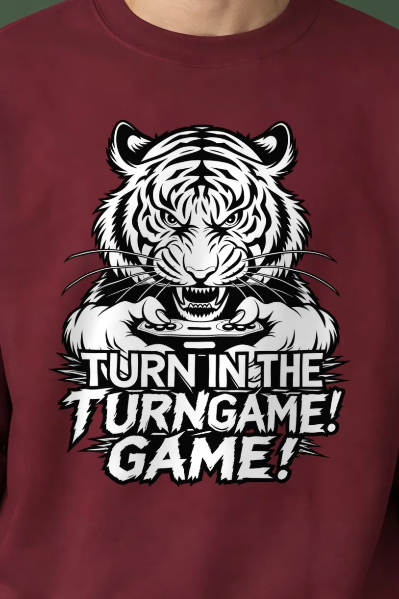 "Tiger Controller Grip" 1 Crewneck Sweatshirt - the graphic up close