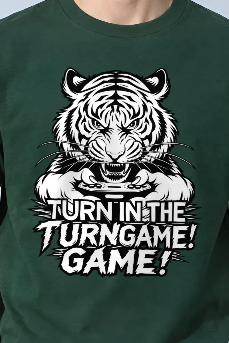"Tiger Controller Grip" Heavyweight Unisex Crewneck T-shirt