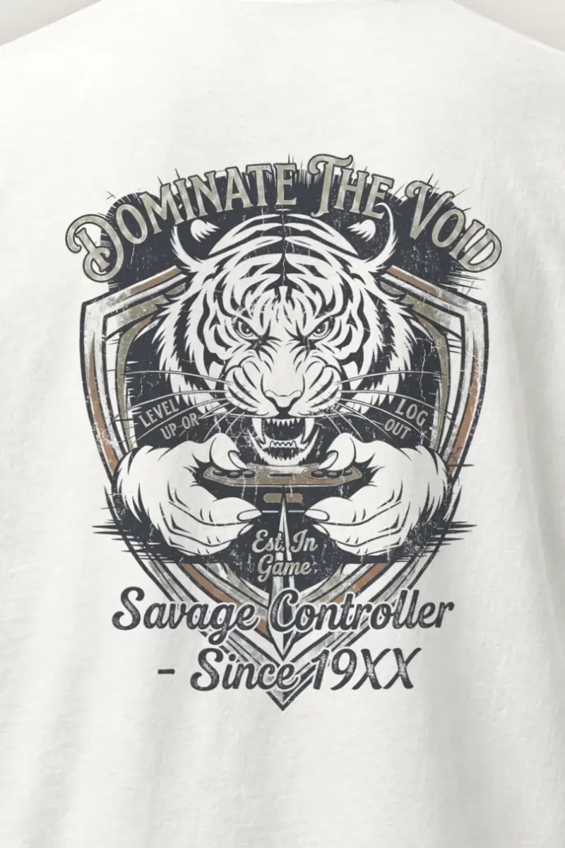 "Tiger Controller Shield" Heavyweight Unisex Crewneck T-shirt