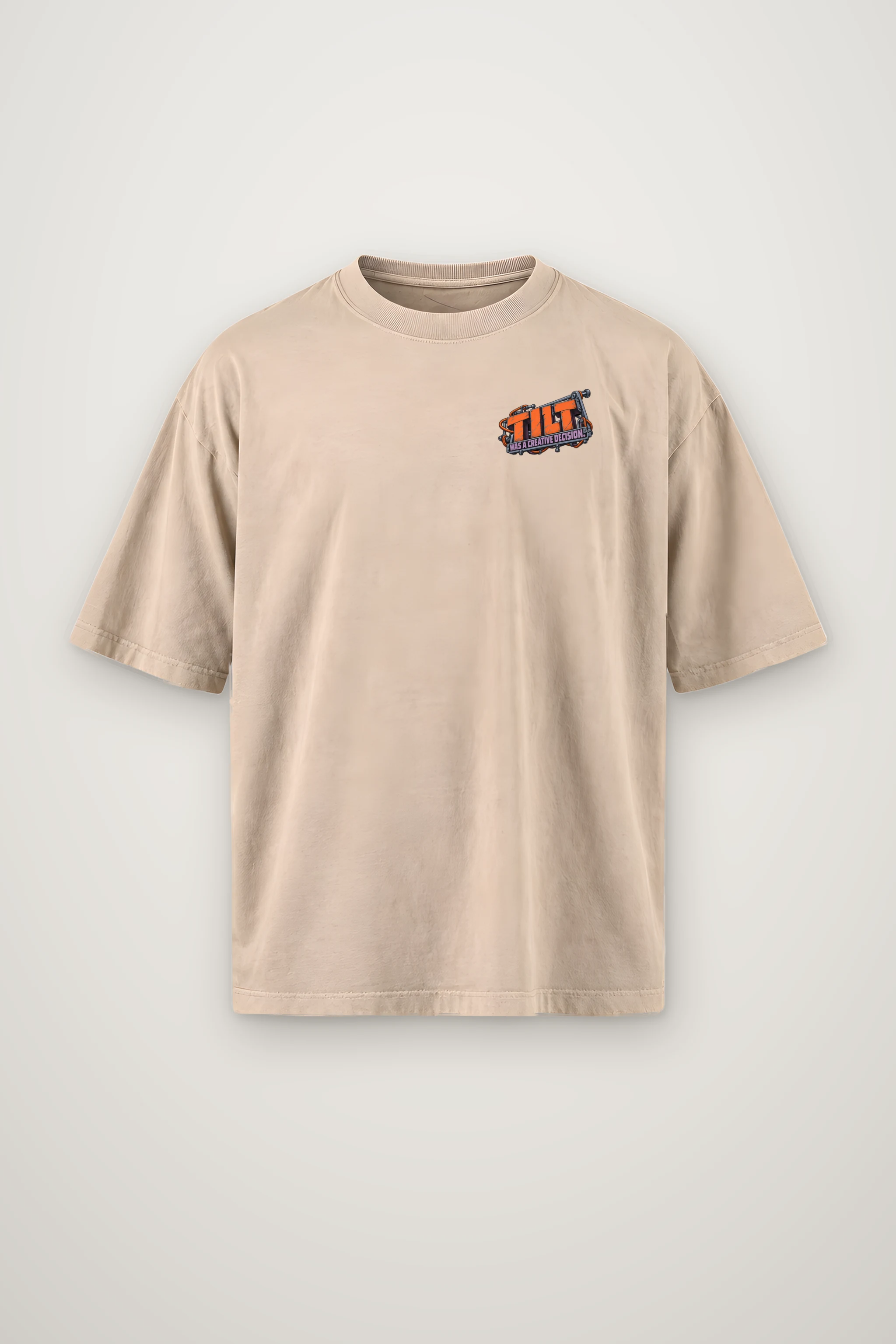 "Tilt Was a Creative Decision" Men's Oversized Heavyweight Crewneck T-Shirt
