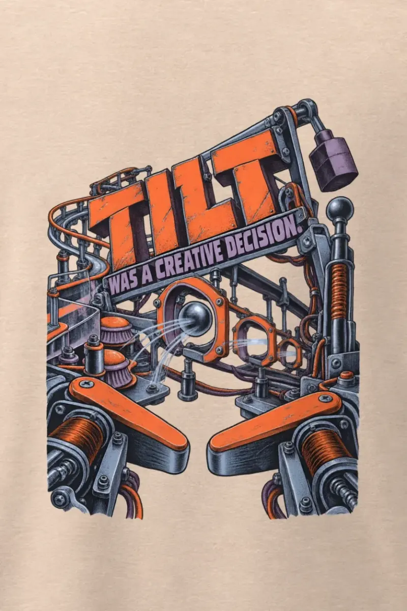 "Tilt Was a Creative Decision" Men’s Oversized Heavyweight Crewneck T-Shirt - the graphic up close