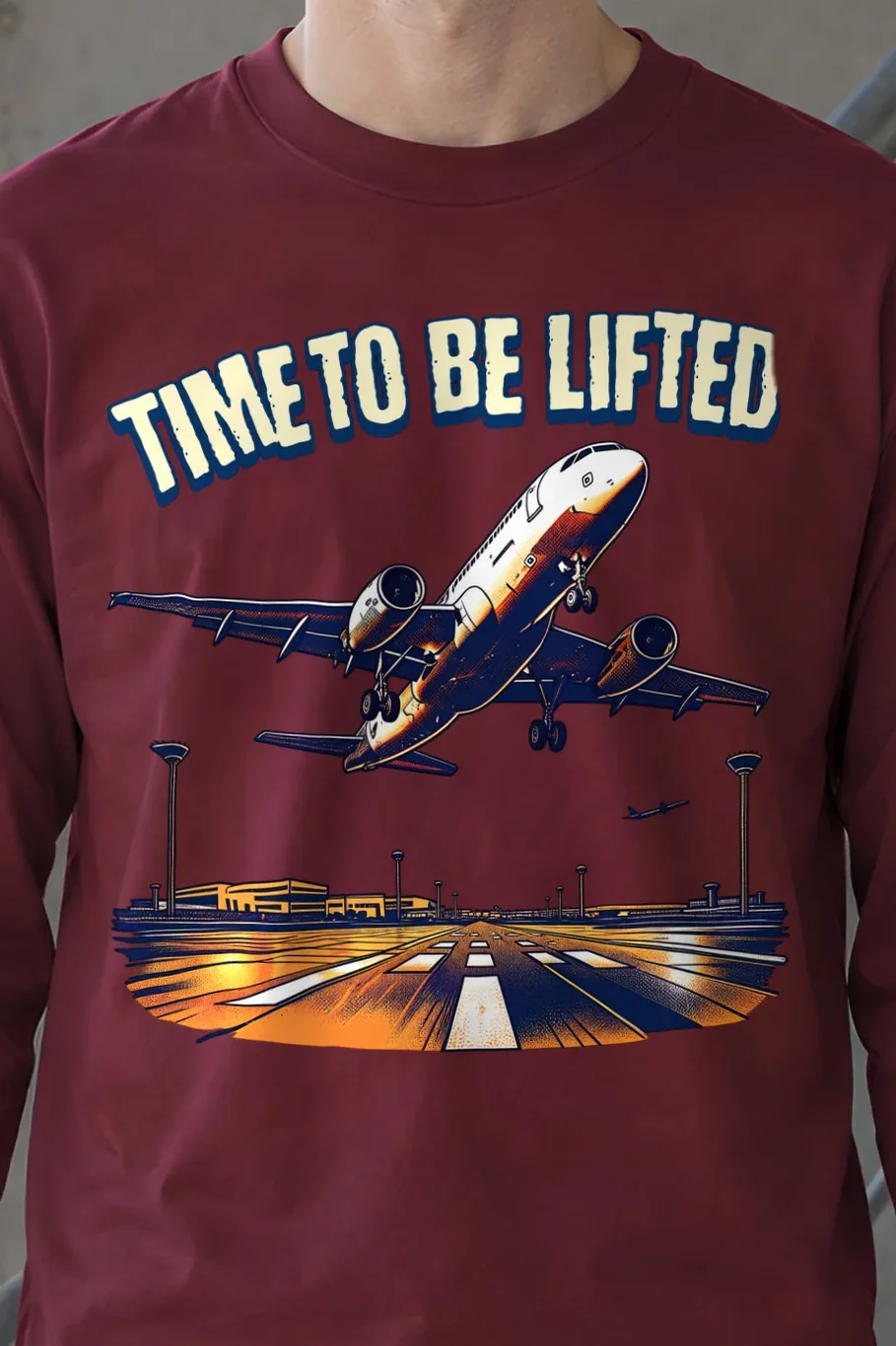 "Time To Be Lifted" Unisex Longsleeve T-shirt - the graphic up close