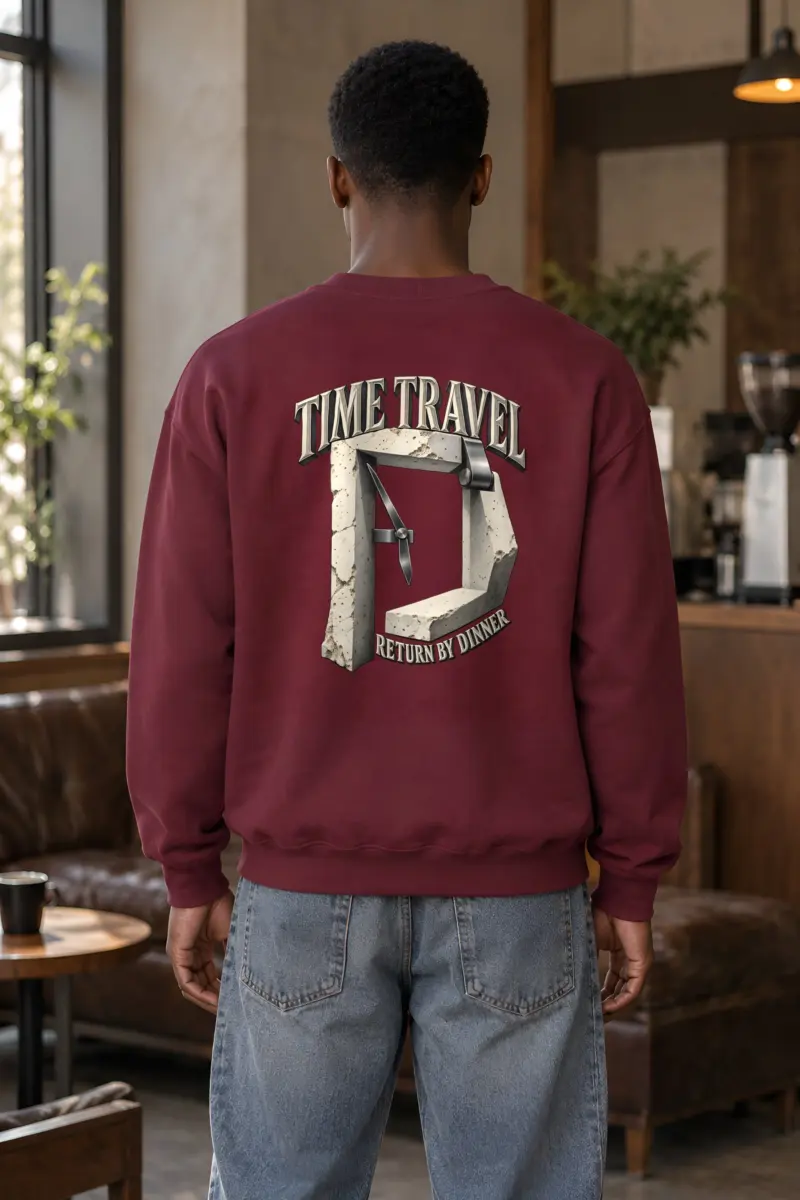 "Time Travel Return by Dinner" Heavy Blend Unisex Crewneck Sweatshirt
