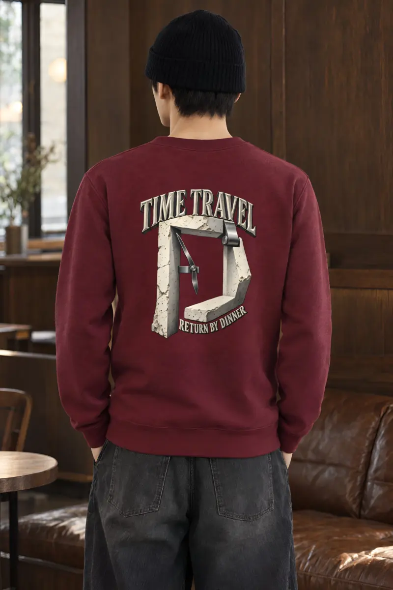 “Time Travel Return by Dinner” Heavy Blend Unisex Crewneck Sweatshirt