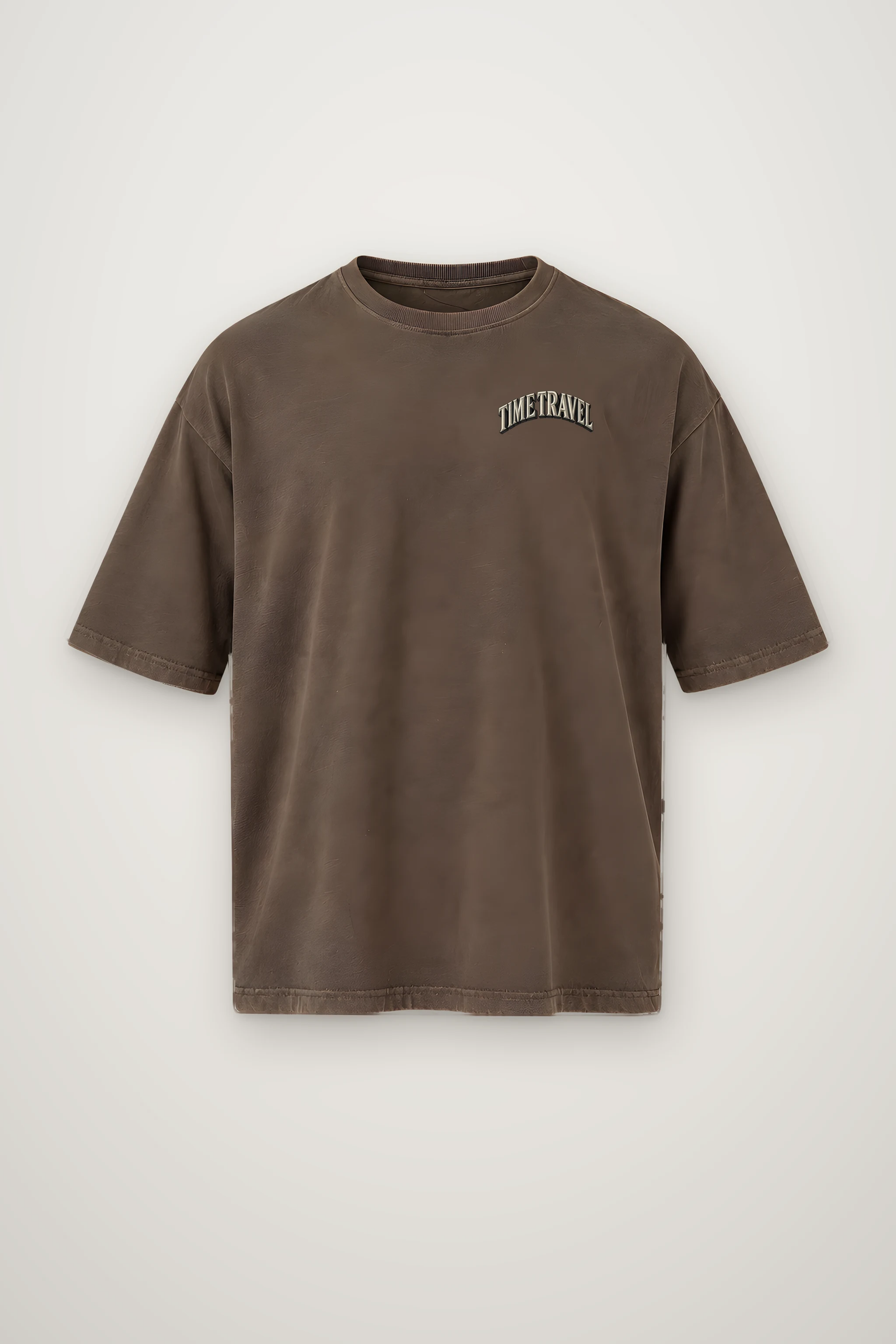 "Time Travel Return By Dinner" Men's Oversized Heavyweight Crewneck T-Shirt