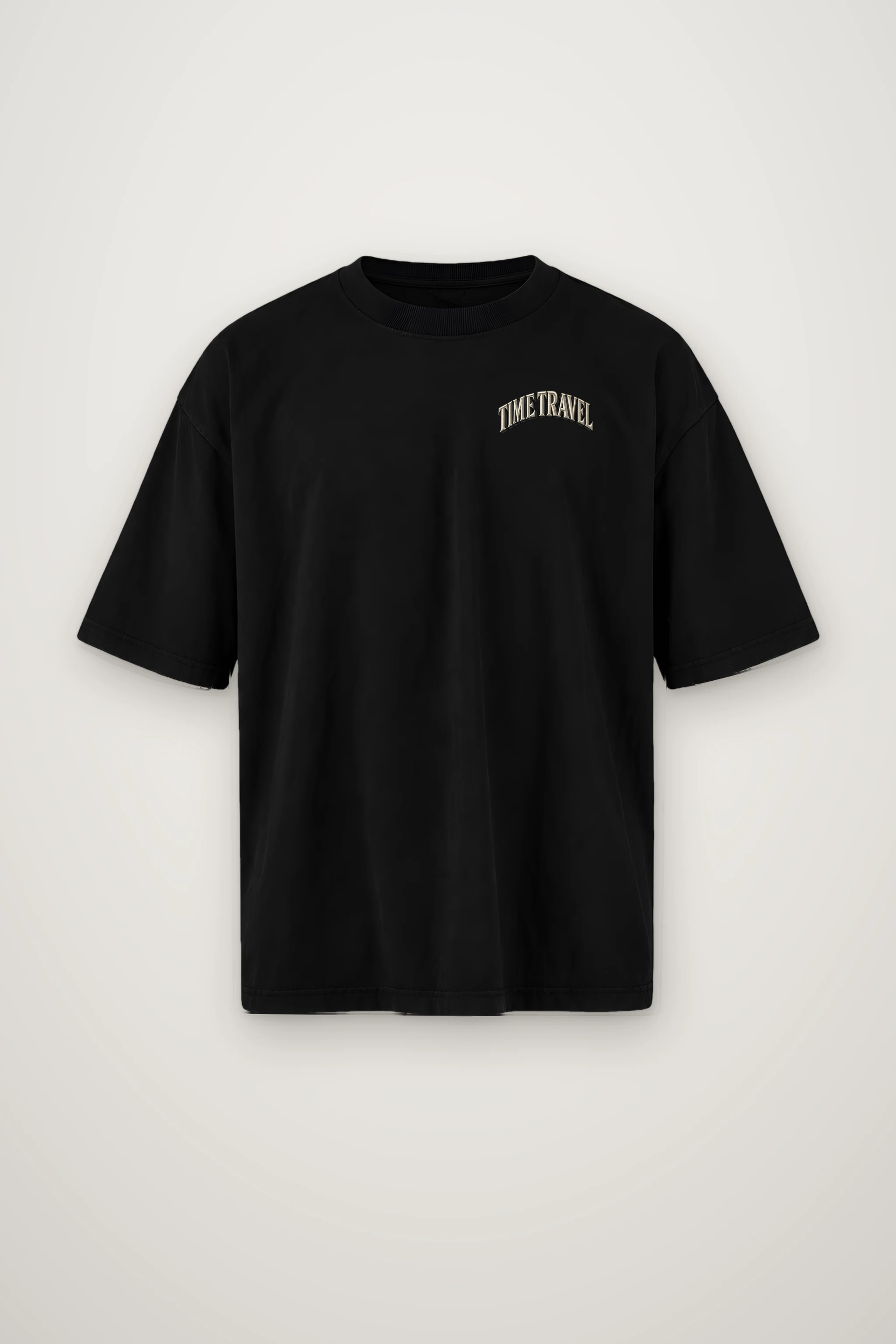 "Time Travel Return By Dinner" Men's Oversized Heavyweight Crewneck T-Shirt