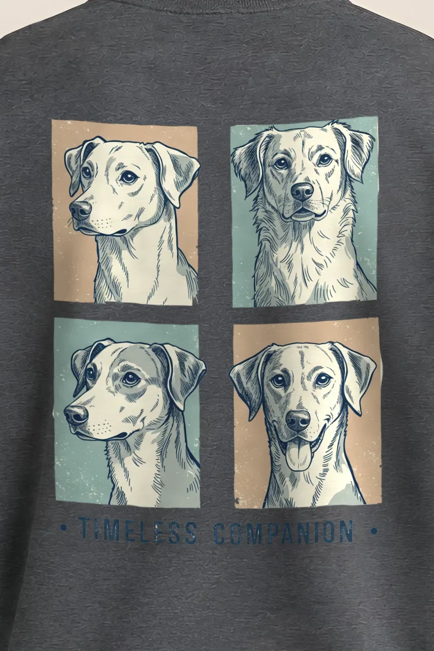 "Timeless Companion" 1 Crewneck Sweatshirt - the graphic up close