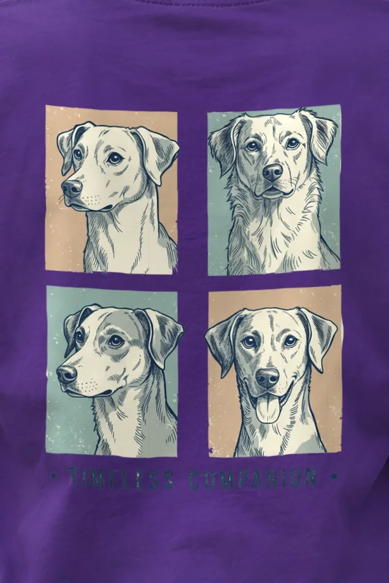 "Timeless Companion" Heavyweight Unisex Crewneck T-shirt - the graphic up close