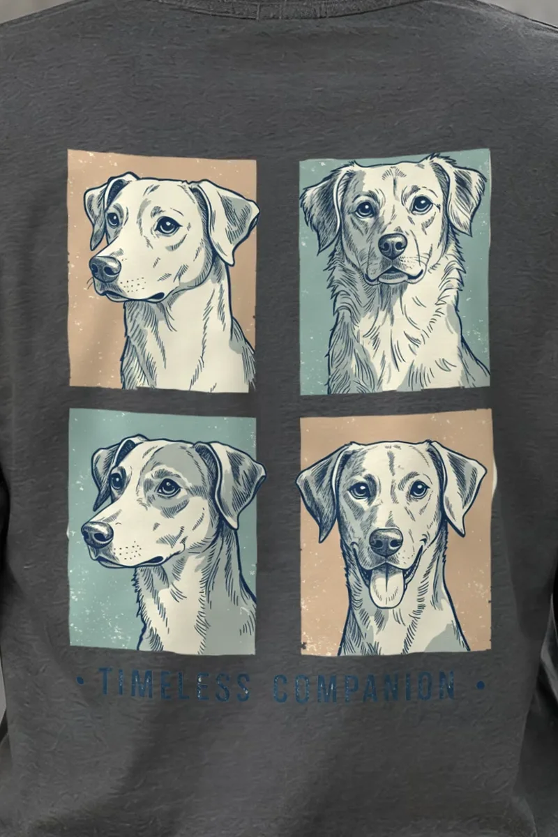 "Timeless Companion" Unisex Longsleeve T-shirt - the graphic up close