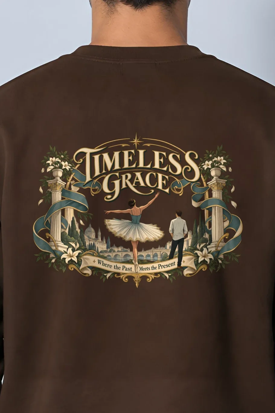 "Timeless Grace" 1 Crewneck Sweatshirt - the graphic up close