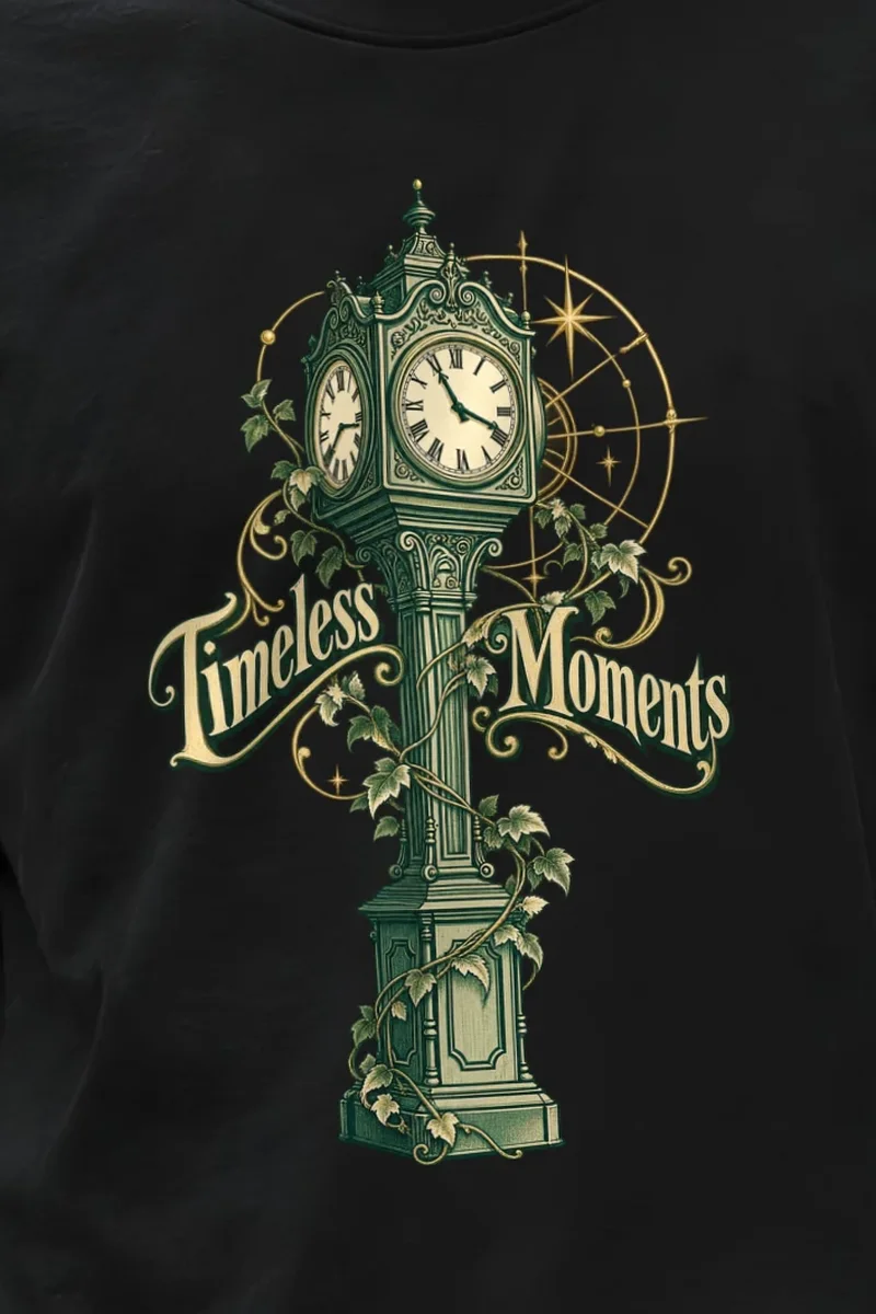 "Timeless Moments" Unisex Longsleeve T-shirt - the graphic up close