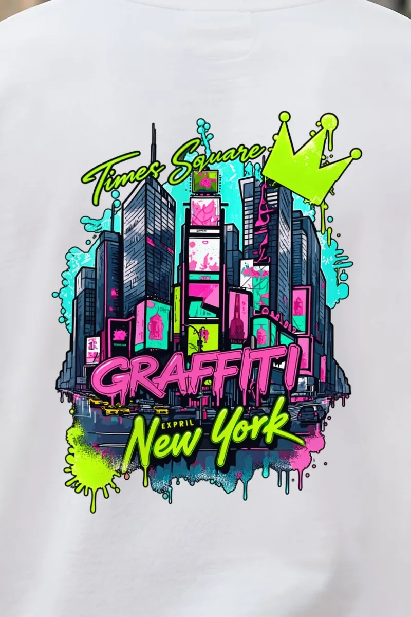"Times Square Graffiti" 1 Crewneck Sweatshirt - the graphic up close