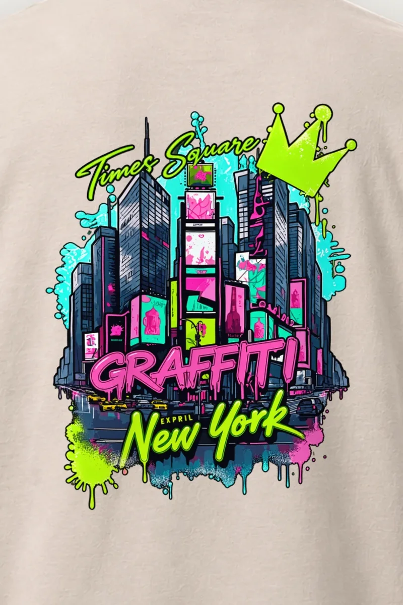 "Times Square Graffiti" Heavyweight Unisex Crewneck T-shirt