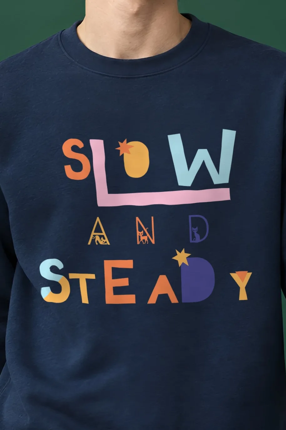 "Tiny Cats Typography" 1 Crewneck Sweatshirt - the graphic up close