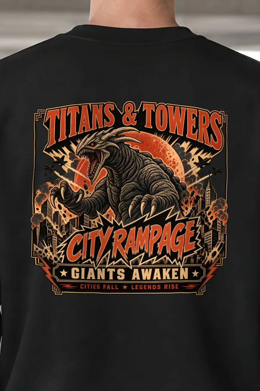 "Titans And Towers" 1 Crewneck Sweatshirt - the graphic up close
