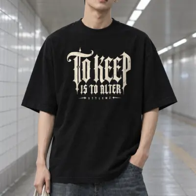 "To Keep Is to Alter" Men's Oversized Heavyweight Crewneck T-Shirt