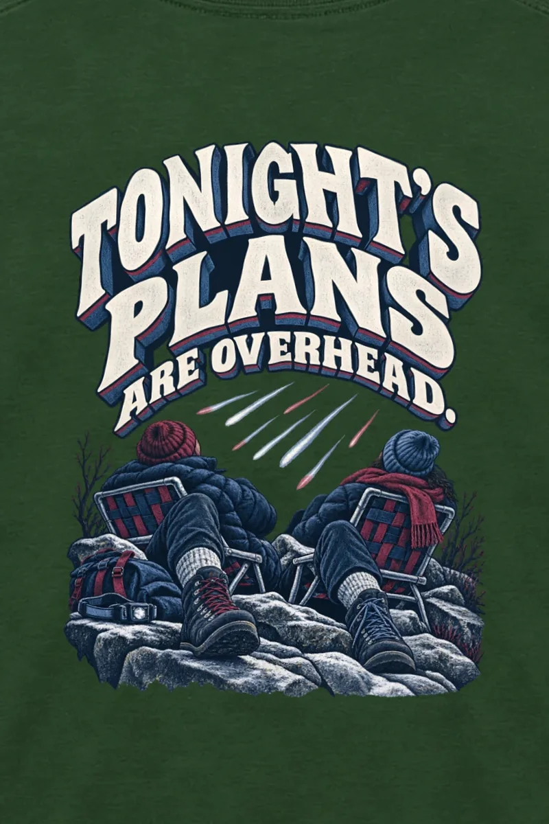"Tonight’s Plans Are Overhead" Unisex Longsleeve T-shirt - the graphic up close