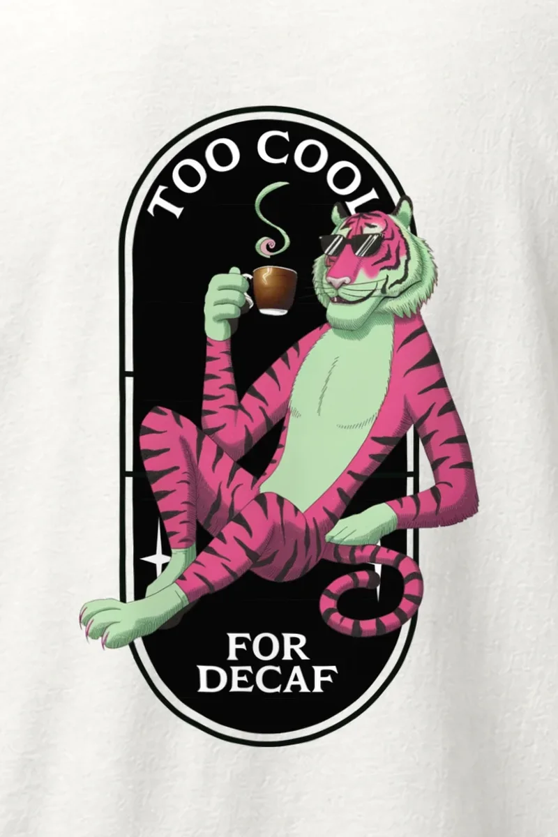 "Too Cool For Decaf" Heavyweight Unisex Crewneck T-shirt