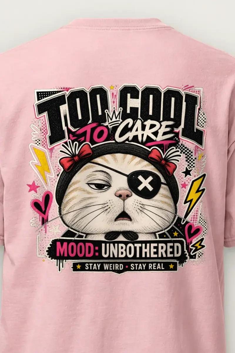 "Too Cool To Care" Heavyweight Unisex Crewneck T-shirt