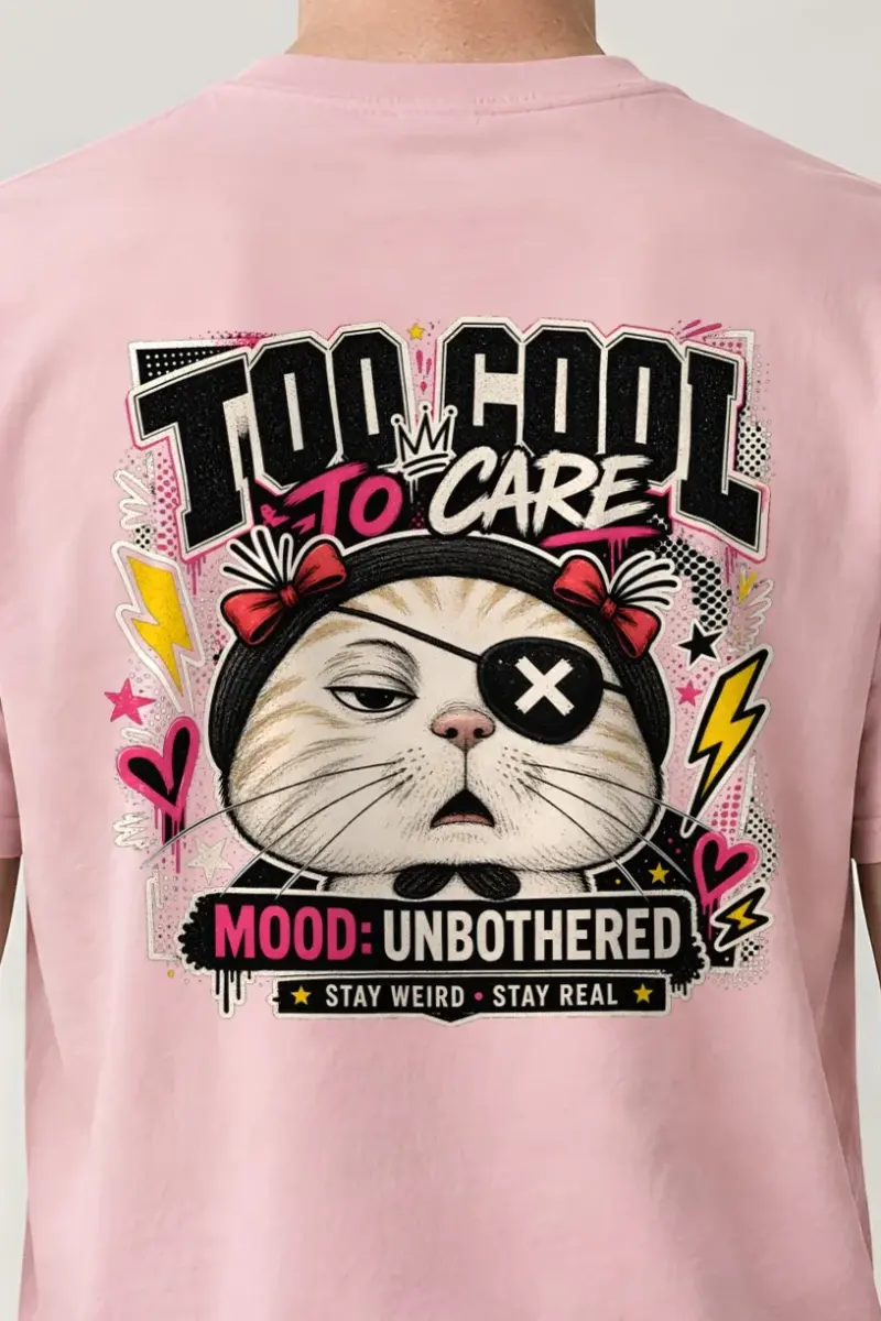 "Too Cool To Care" Heavyweight Unisex Crewneck T-shirt