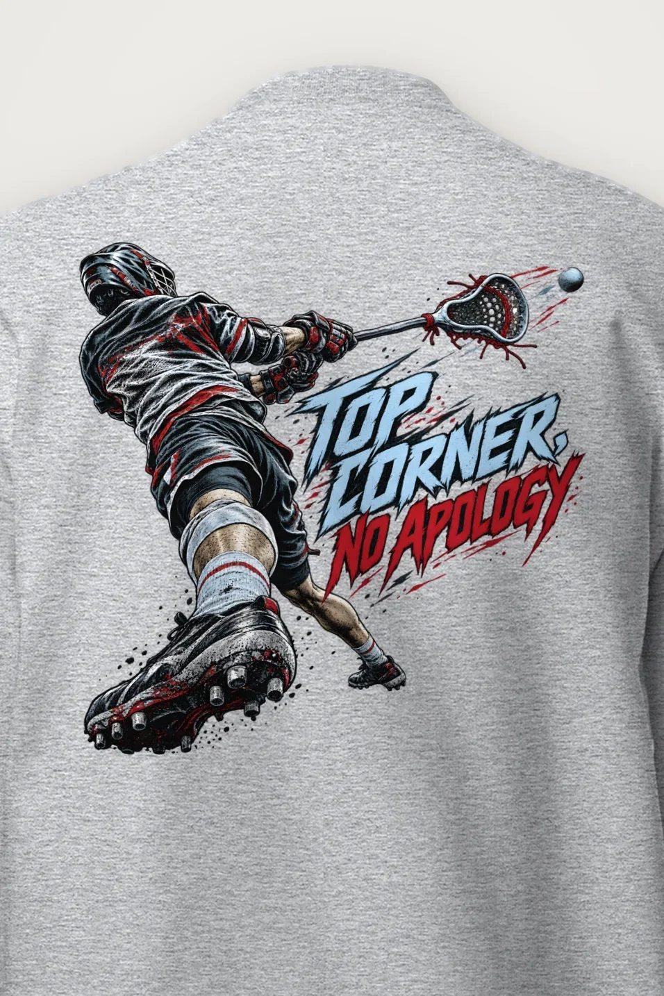 "Top Corner, No Apology" Heavy Blend Unisex Crewneck Sweatshirt - the graphic up close